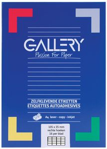 Gallery witte etiketten ft 105 x 35 mm (b x h), rechte hoeken, doos van 1.600 etiketten