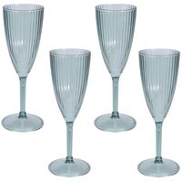 4x Champagneglazen/flutes van kunststof 225 ml - thumbnail