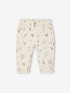 Broek met print van molton baby ecru