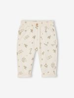 Broek met print van molton baby ecru