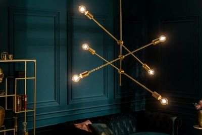 Elegante hanglamp VARIATION 128cm goud met zes draaibare lampjes - 40772