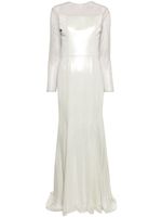 BAZZA ALZOUMAN rhinestone-embellished fishtail gown - Argent