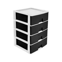 Ladeblokje/bureau organizer 4x grote lades - wit/antraciet - L38 x B38 x H58 cm - kunststof