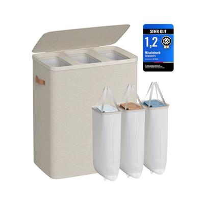 Wasmand met twee compartimenten en uitneembare binnenzakken, cappuccinobeige / 190 L Wasmand met twee compartimenten en uitneembare binnenzakken, cappuccinobeige / 190 L