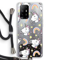 Rainbow Unicorn: Oppo A94 5G Transparant Hoesje met koord