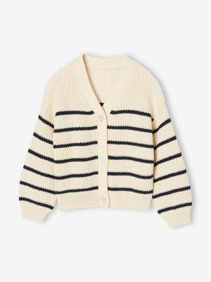 Meisjesvestje van kabeltricot ecru