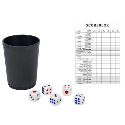 Poker dobbelstenen met scoreblok - met beker - 250 vellen - familie spellen
