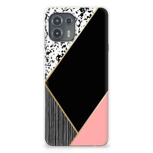 Motorola Edge 20 Lite TPU Hoesje Zwart Roze Vormen