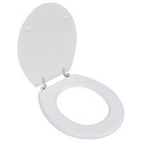 Toiletbril hard-close simpel ontwerp MDF wit - thumbnail