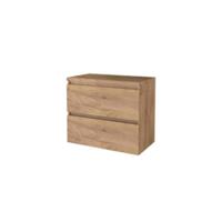 Basic-Line Start 46 Badkamermeubelset - 80 x 46 cm - Greeploos - 2 Lades - Wastafelblad - Whisky Oak
