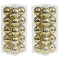 40x Gouden kerstballen 8 cm kunststof glans