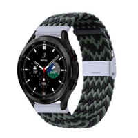 Braided nylon bandje - Groen / zwart - Samsung Galaxy Watch 4 Classic - 42mm / 46mm - thumbnail