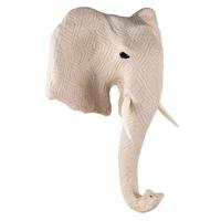 Clayre & Eef Wanddecoratie Olifant 47 cm Beige Papier Ijzer Textiel