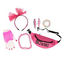 Foute 80s/90s party verkleed set compleet - dames - roze - jaren 80/90 verkleed accessoires