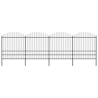 Tuinhek met speren bovenkant (1,75-2)x6,8 m staal zwart