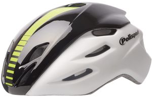 Polisport helm aero road mat wit/glans zwart/geel m 55-58cm