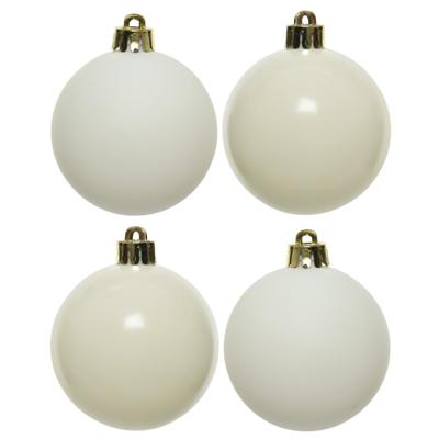 Decoris kerstballen - 12x st - wol creme wit - 6 cm - kunststof - mat/glans - kerstversiering Decoris kerstballen - 12x st - wol creme wit - 6 cm - kunststof - mat/glans - kerstversiering