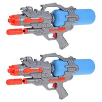 Waterpistool van 46 cm - 2x - met pomp - blauw - kinderspeelgoed - waterspeelgoed - waterpistolen