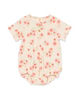 HEMA Newborn Romper Rib Bloemen Ecru (ecru)