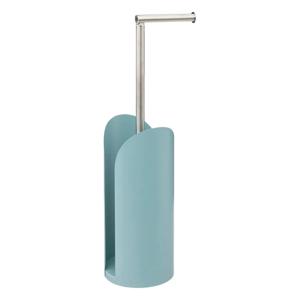 5Five Staande wc/toiletrolhouder met reservoir en flexibele stang - ijsblauw - 59 cm - metaal