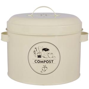 Creme wit compostbak/composter met deksel 632 ml