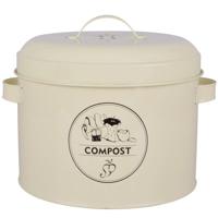 Creme wit compostbak/composter met deksel 632 ml - thumbnail