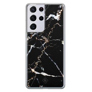 Samsung Galaxy S21 Ultra siliconen hoesje - Marmer zwart