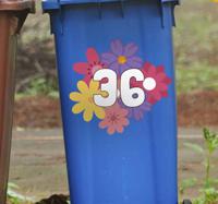 Container sticker Gepersonaliseerde nummer verschillende bloemen
