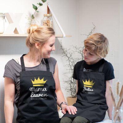 Set schorten bedrukken - Moeder en kind - Zwart Set schorten bedrukken - Moeder en kind - Zwart