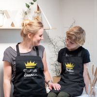 Set schorten bedrukken - Moeder en kind - Zwart - thumbnail