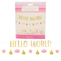 Amscan Letterslinger baby girl hello world roze/goudkleurig 170 cm | 12 stuks