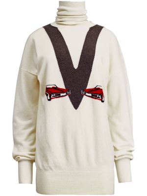 KHAITE pull Esmal en maille intarsia - Blanc