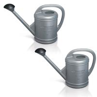 Prosperplast Gieter - Set van 2x stuks - grijs - kunststof - met broeskop - 10 liter