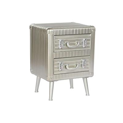 Nachtkastje Home ESPRIT Zilverkleurig Metaal Hout MDF 46 x 39 x 63 cm