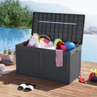380 L Tuinbox met Wielen Waterdichte Kussenbox incl Deksel Opbergbox Grijs