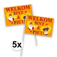 5x Welkom Sint en Piet zwaaivlaggetje