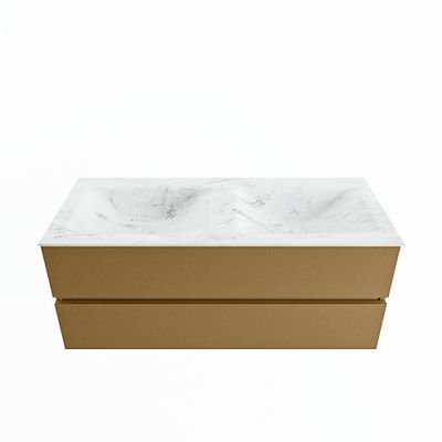 MONDIAZ VICA-DLUX 120cm badmeubel onderkast Oro 2 lades. Inbouw wastafel CLOUD dubbel 2 kraangaten, kleur Opalo.