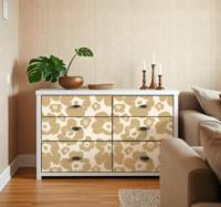 Beige klaprozen bloemen muursticker