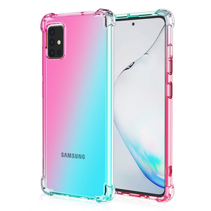 iPhone 13 Pro hoesje - Backcover - Extra dun - Transparant - Tweekleurig - TPU - Roze/Turquoise