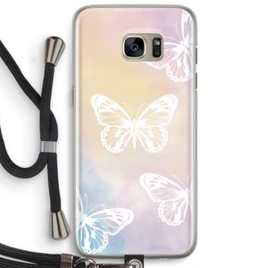 White butterfly: Samsung Galaxy S7 Edge Transparant Hoesje met koord