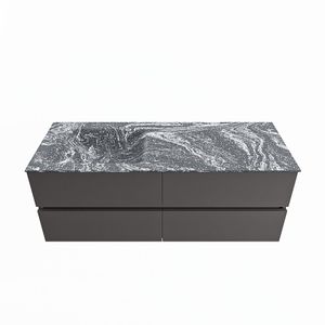 MONDIAZ VICA-DLUX 130cm badmeubel onderkast Dark grey 4 lades. Inbouw wastafel CLOUD links zonder kraangat, kleur Lava.