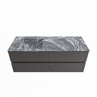 MONDIAZ VICA-DLUX 130cm badmeubel onderkast Dark grey 4 lades. Inbouw wastafel CLOUD links zonder kraangat, kleur Lava. - thumbnail