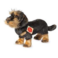 Knuffeldier hond Teckel - zachte pluche stof - premium kwaliteit knuffels - zwart/bruin - 28 cm   -