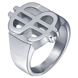 Edelstaal heren ring US Dollar Zilverkleurig