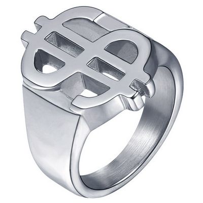 Edelstaal heren ring US Dollar Zilverkleurig-19mm