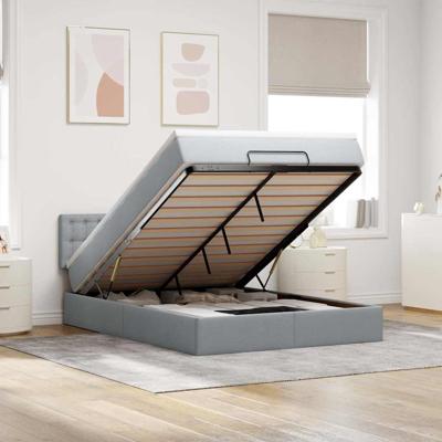 Bed met matras 140x190 cm stof lichtgrijs