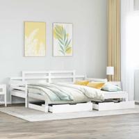 Slaapbank met onderschuifbed/lades zonder matras 90x200 cm wit