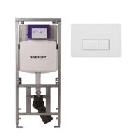 Geberit Inbouwreservoir - UP320 - QeramiQ metal bedieningsplaat - dualflush - rechthoekige knoppen - metaal wit mat SW706191 0701131