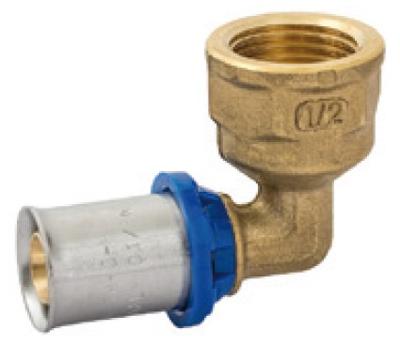 Kirchhoff Messing overgangshoek 90°, blank, 20 mm x 1/2"IT, persfitting voor meerlagenbuis - 988716255