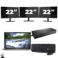 Dell Latitude 7320 - Intel Core i7-11e Generatie - 13 inch - Touch - 16GB RAM - 256GB SSD - Windows 11 Home + 3x 22 inch Monitor